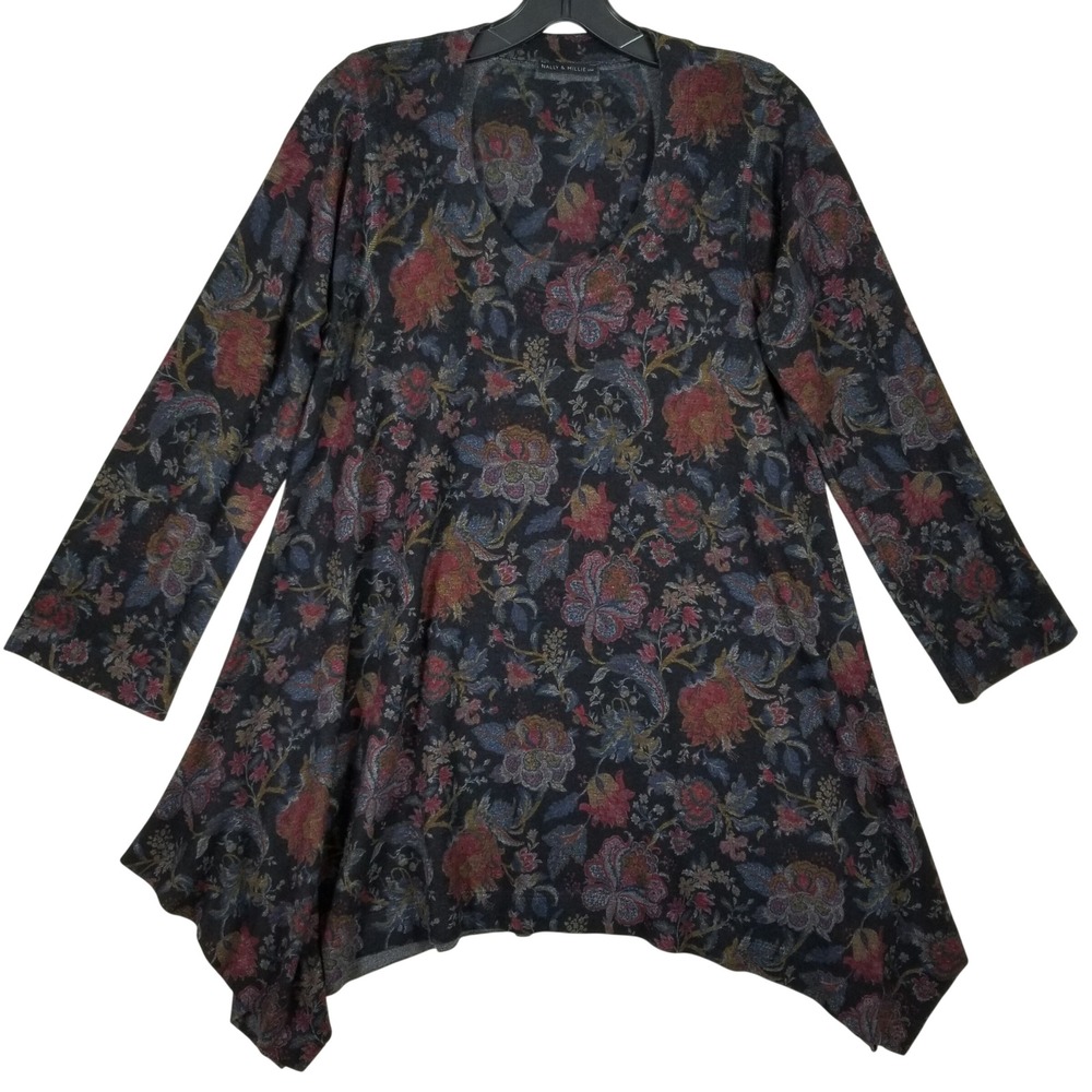 Nally & Millie Floral Paisley Sharkbite Tunic Top Small Made in‎ USA S312364Z